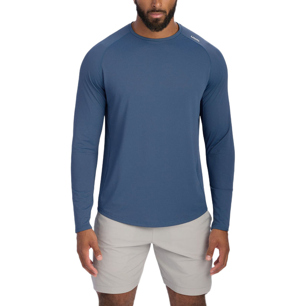 UNRL Men's Cavern Blue Streamline Performance Long Sleeve