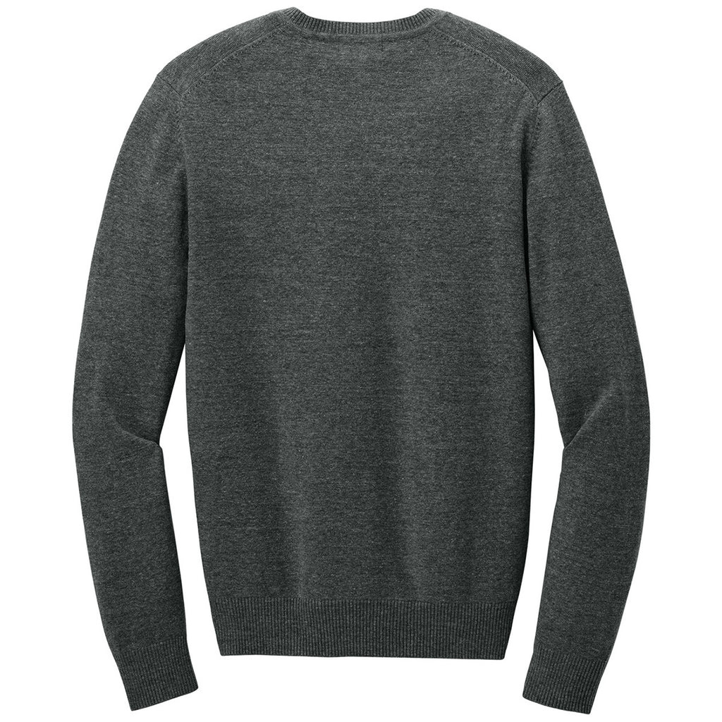 Port Authority Men's Charcoal Heather Easy Care V-Neck Sweater