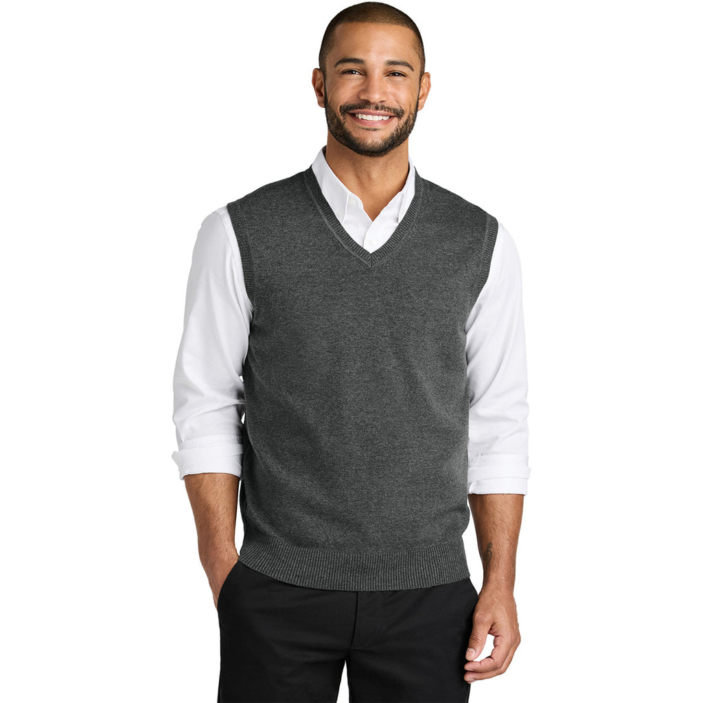 Port Authority Men's Charcoal Heather Easy Care Sweater Vest