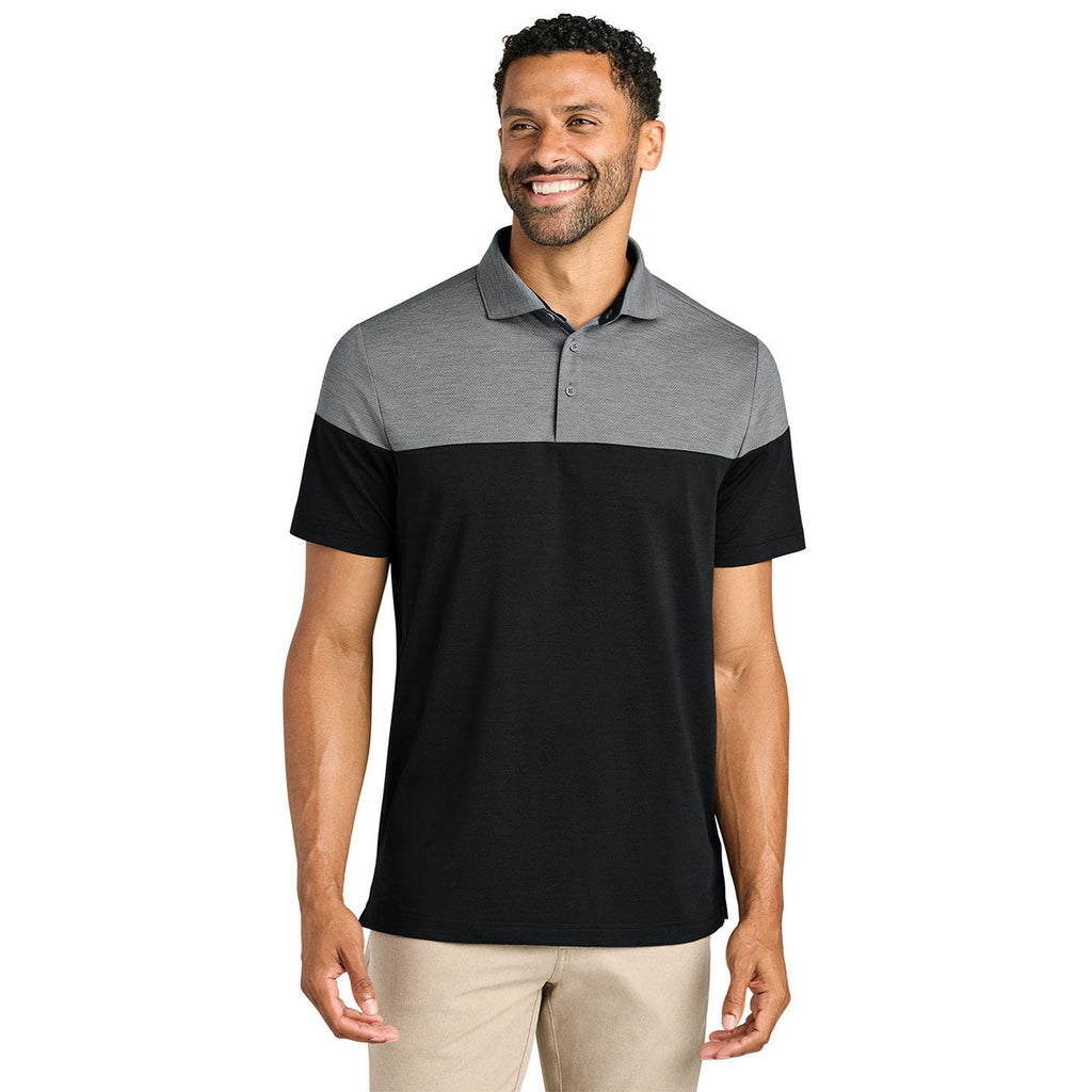 TravisMathew Men's Quiet Shade Grey Heather/Black Onward Colorblock Polo