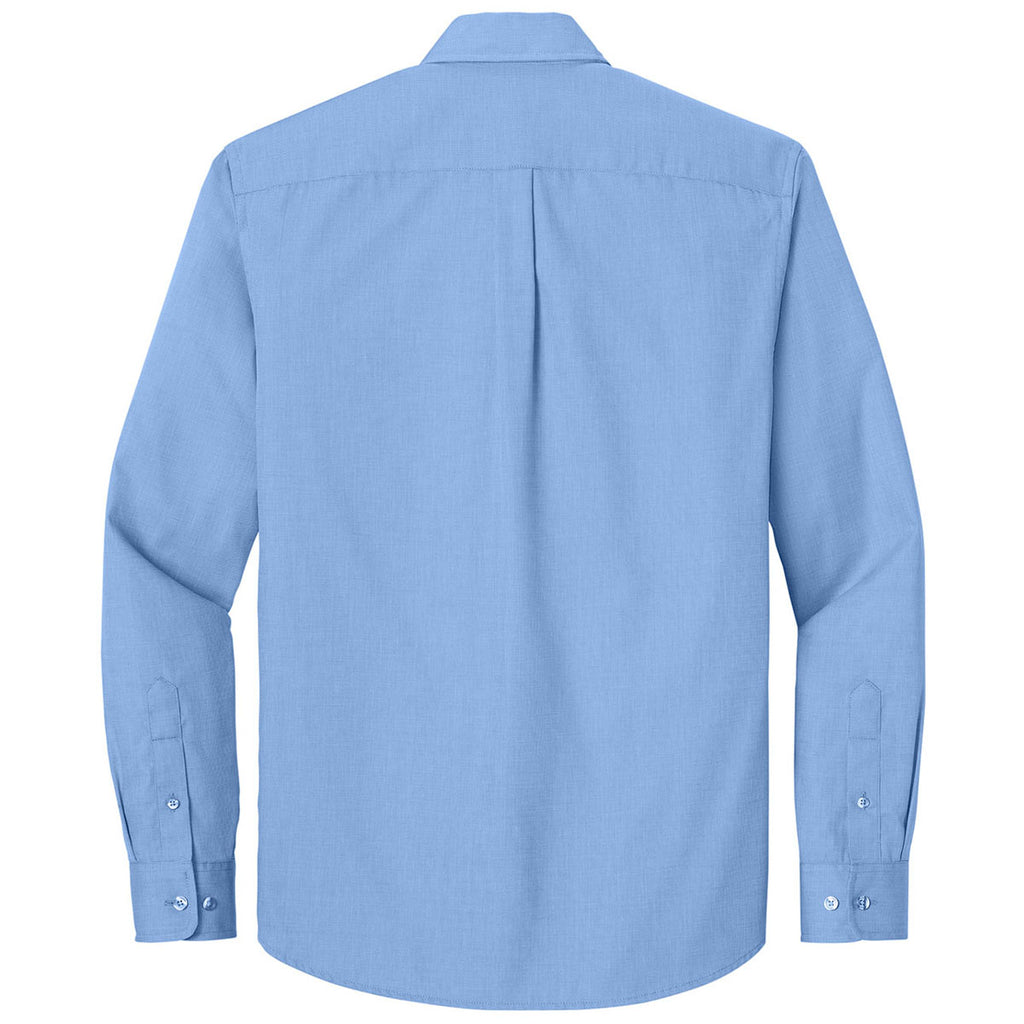 Port Authority Men's Swiss Blue Long Sleeve Nailhead Easy Care Shirt