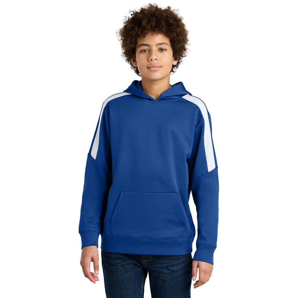 Sport-Tek Youth True Royal/ White Sport-Wick Fleece United Pullover Hoodie