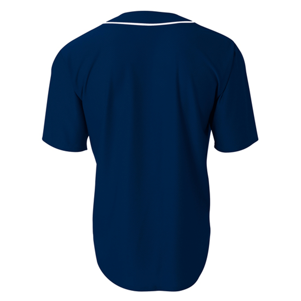 A4 Unisex Navy Short Sleeve Full-Button Baseball Top
