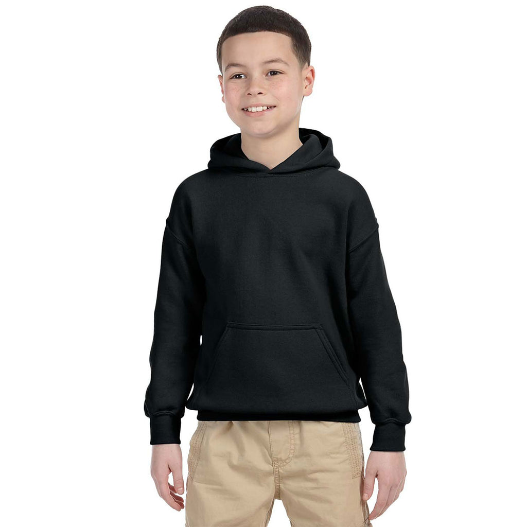 Gildan Youth Black Heavy Blend Hooded Sweatshirt