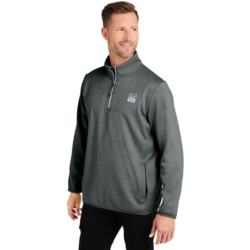 HUK Men's Volcanic Ash Heather Cold Front Quarter-Zip