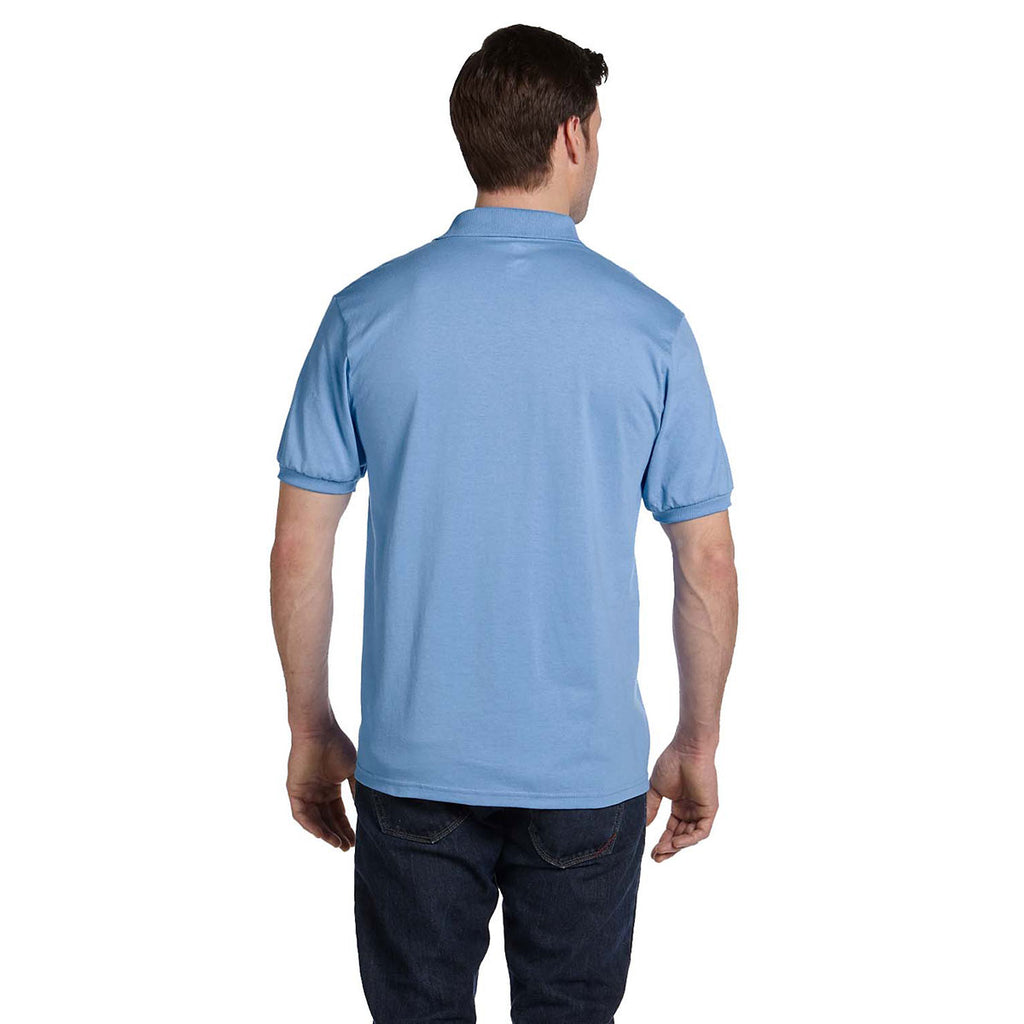 Hanes Men's Light Blue 5.2 oz. 50/50 EcoSmart Jersey Knit Polo