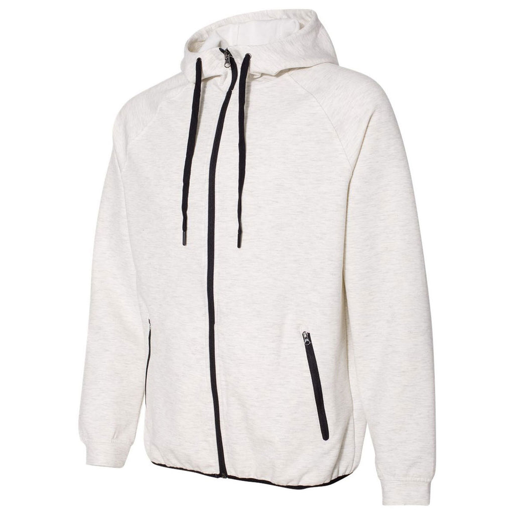 Weatherproof Men's Oatmeal Heat Last Fleece Tech Hooded Full-Zip Sweatshirt