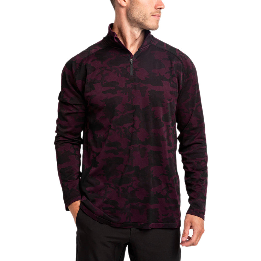 UNRL Men's Cabernet Camo Knit Quarter Zip