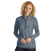 Antigua Women's Navy Heather Tempo Fine Stripe Quarter Zip