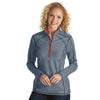 Antigua Women's Navy Heather/Dark Red Tempo Fine Stripe Quarter Zip