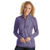 Antigua Women's Dark Purple Heather Tempo Fine Stripe Quarter Zip