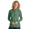 Antigua Women's Dark Pine Heather Tempo Fine Stripe Quarter Zip