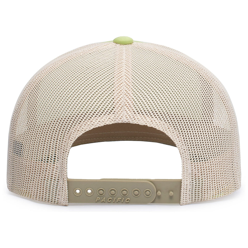 Pacific Headwear Green Glow/Beige/Green Glow Snapback Trucker Mesh Cap