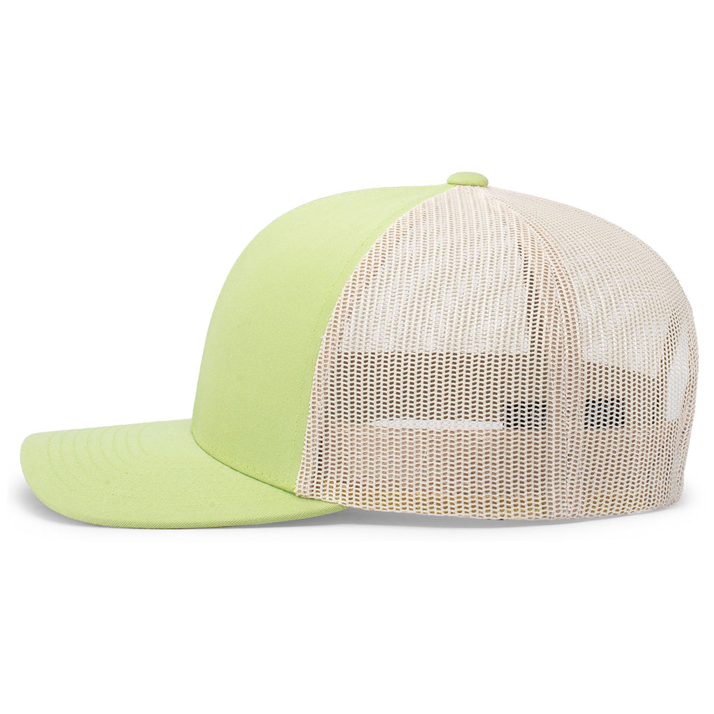 Pacific Headwear Green Glow/Beige/Green Glow Snapback Trucker Mesh Cap