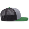 Pacific Headwear Heather Grey/Lt Charcoal/Green Snapback Trucker Mesh Cap