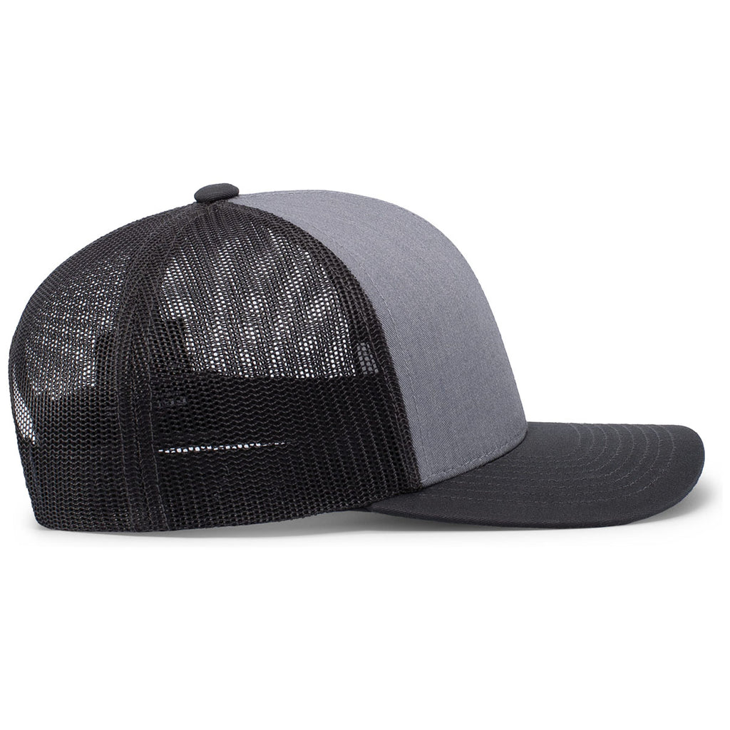 Pacific Headwear Heather Grey/Lt Charcoal/Lt Charcoal Snapback Trucker Mesh Cap