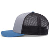 Pacific Headwear Heather Grey/Lt Charcoal/Ocean Blue Snapback Trucker Mesh Cap