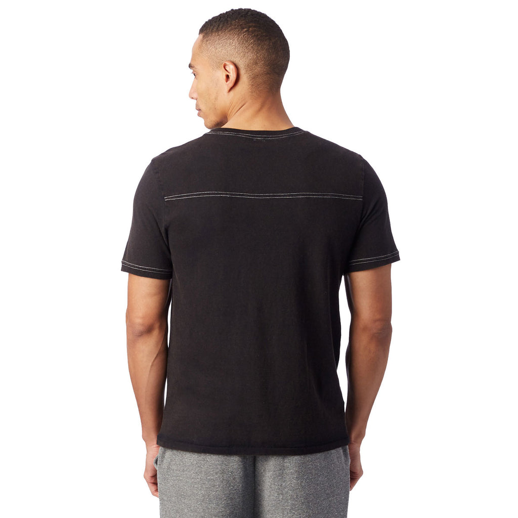 Alternative Apparel Men's Black Heavy Wash Football T-Shirt