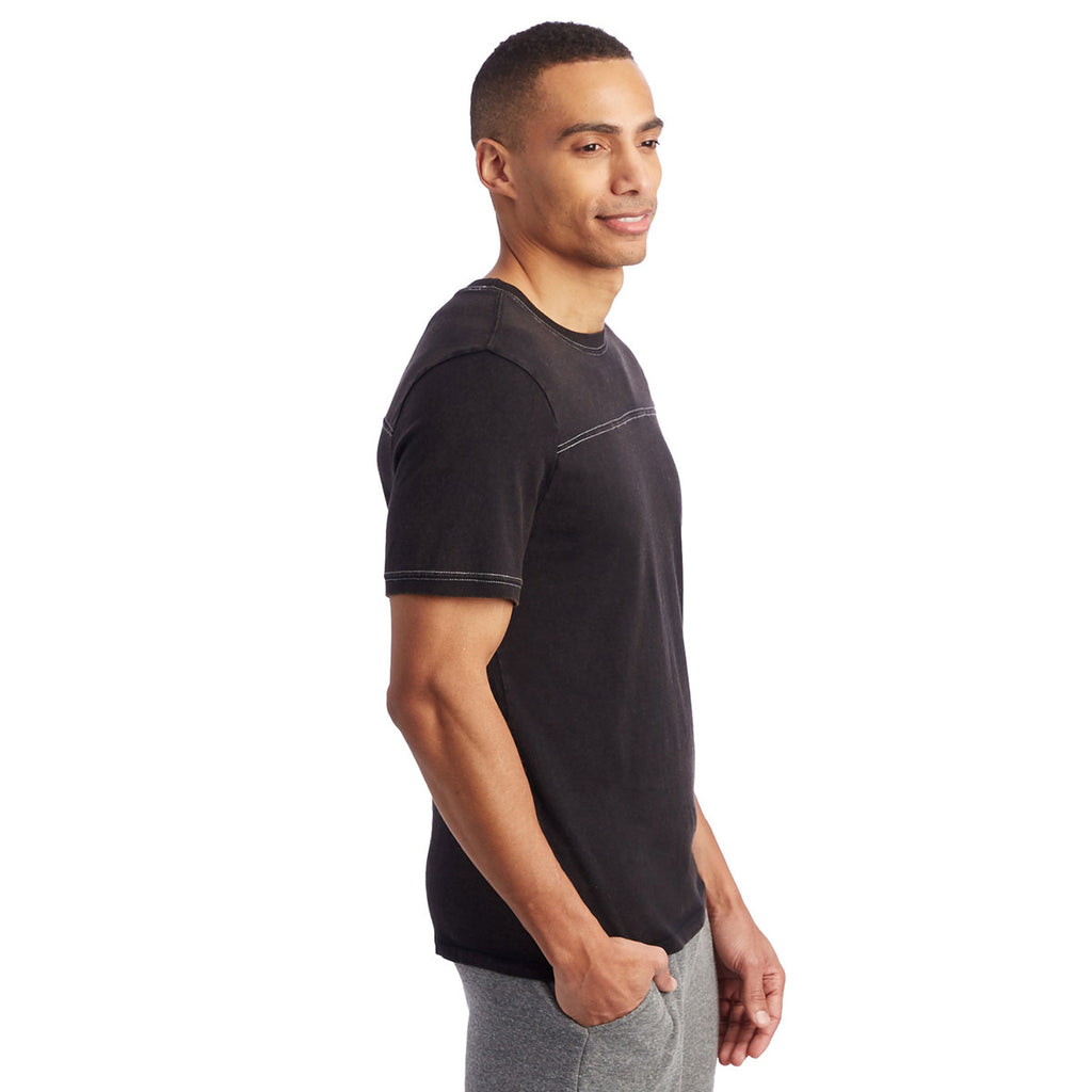 Alternative Apparel Men's Black Heavy Wash Football T-Shirt