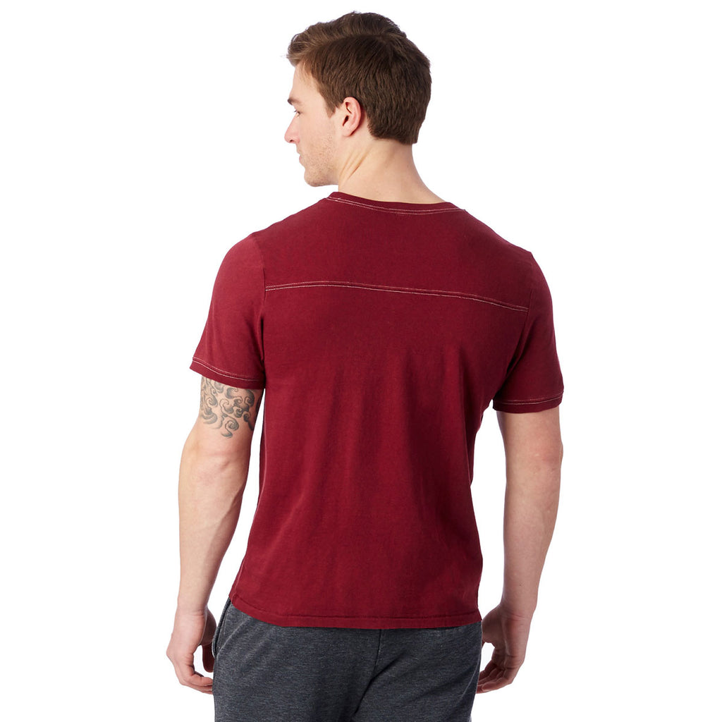 Alternative Apparel Men's Currant Heavy Wash Football T-Shirt