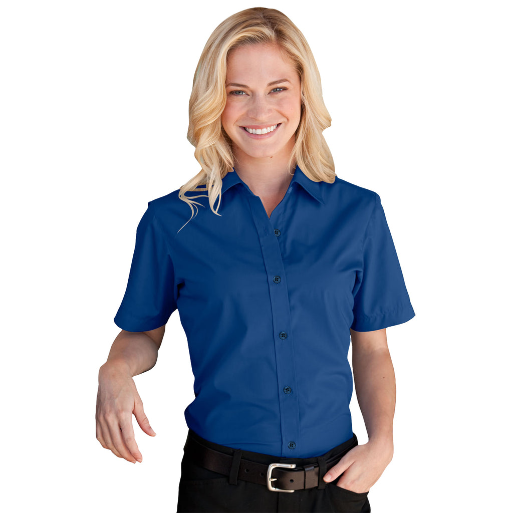 Vantage Women's Royal Blended Poplin Short Sleeve Shirt