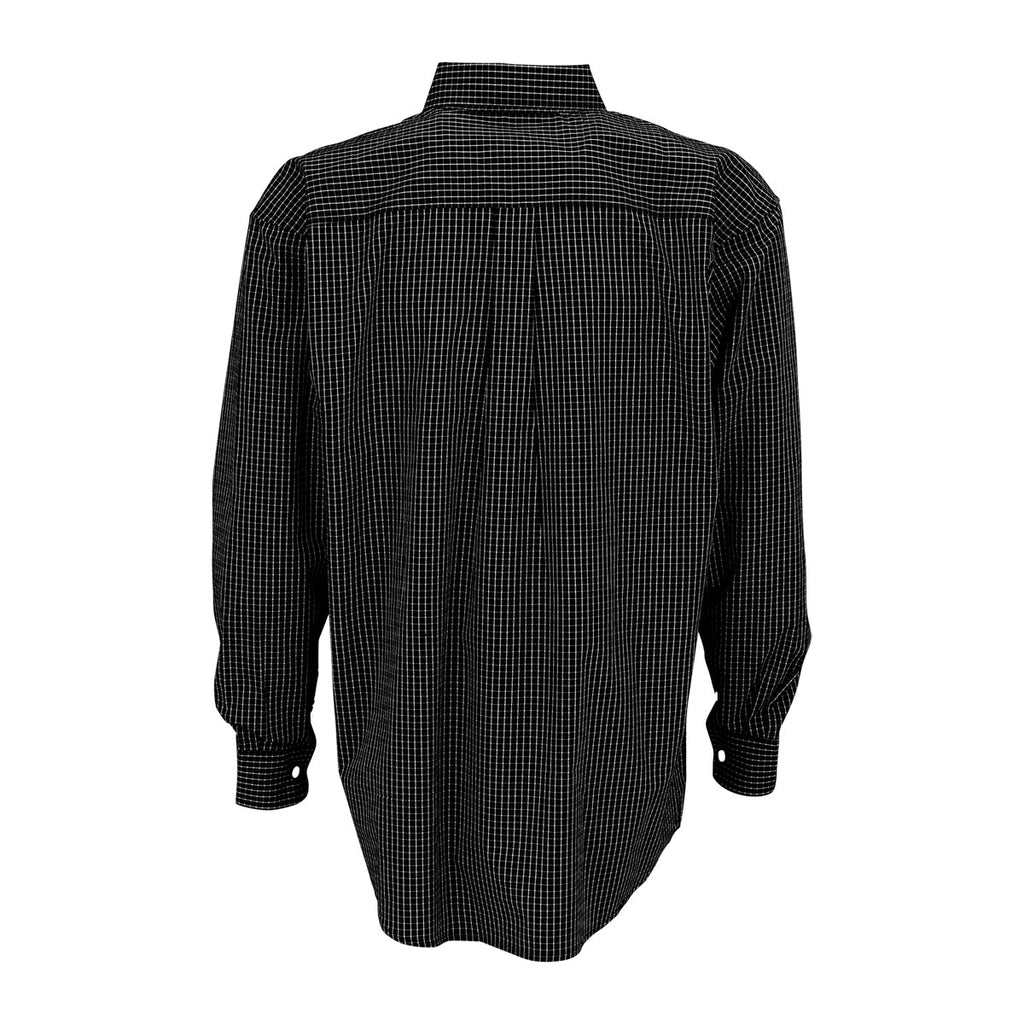 Vantage Men's Black/White Easy-Care Poplin Box Plaid Shirt