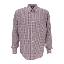 Vantage Men's Deep Maroon/White Easy-Care Gingham Check Shirt