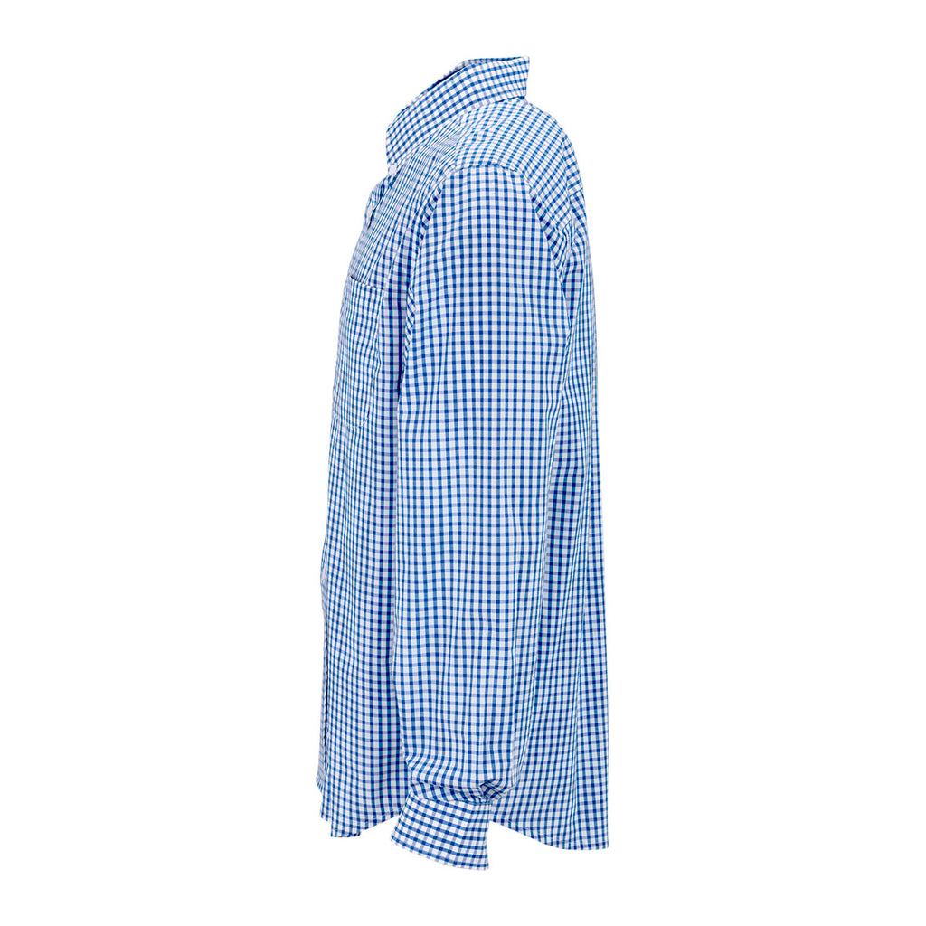 Vantage Men's Royal/White Easy-Care Gingham Check Shirt