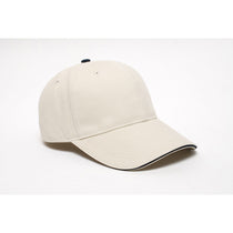 Pacific Headwear Khaki/Black Velcro Adjustable Brushed Twill Cap With Sandwich Visor