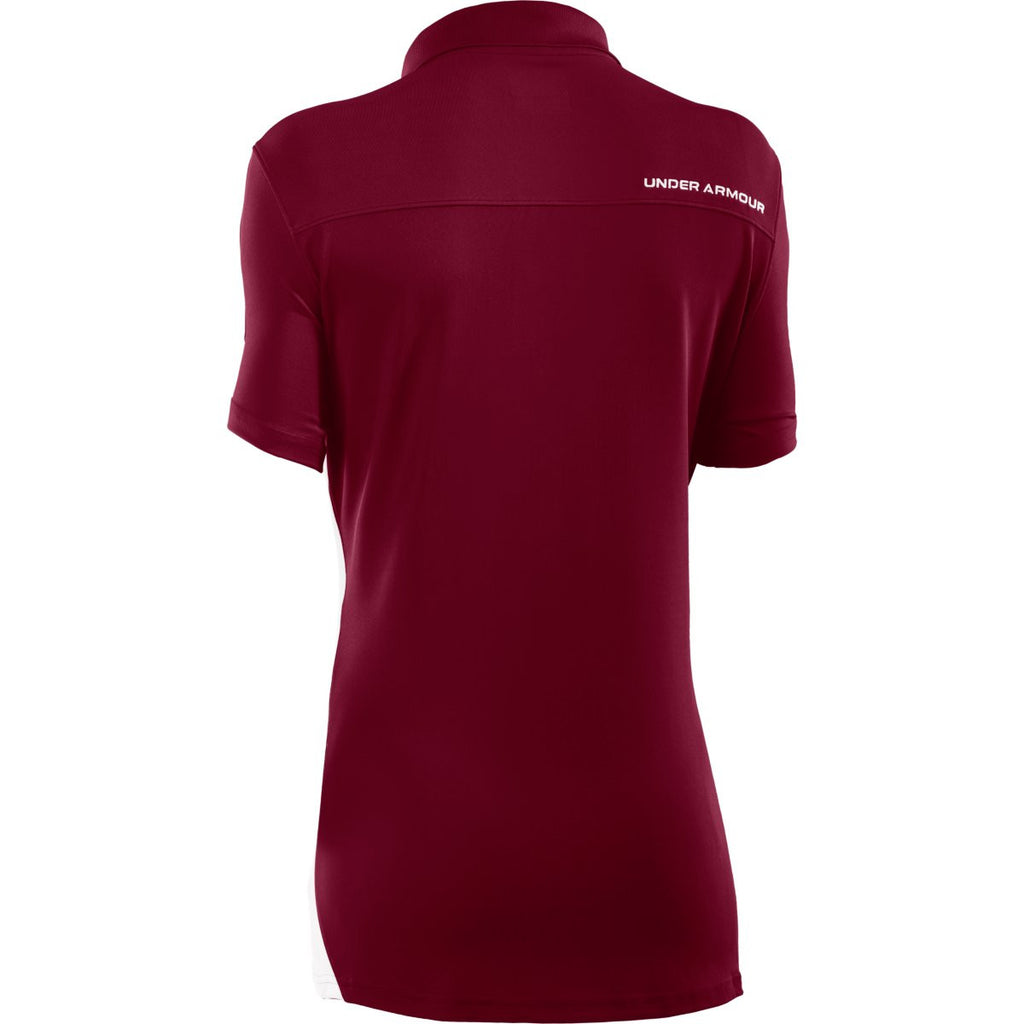 Under Armour Women's Maroon/White Colorblock Polo