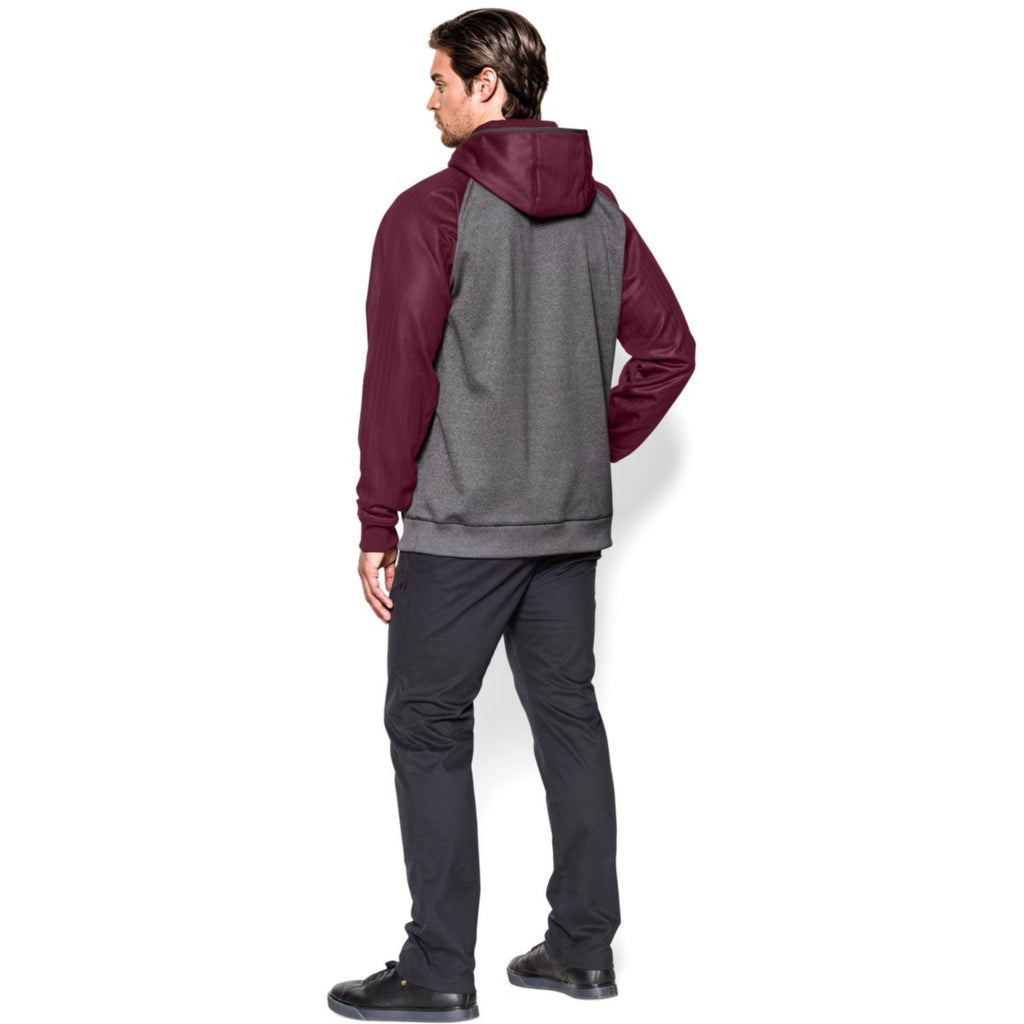 Under Armour Men's Carbon Heather/Maroon Storm AF Colorblock Hoodie