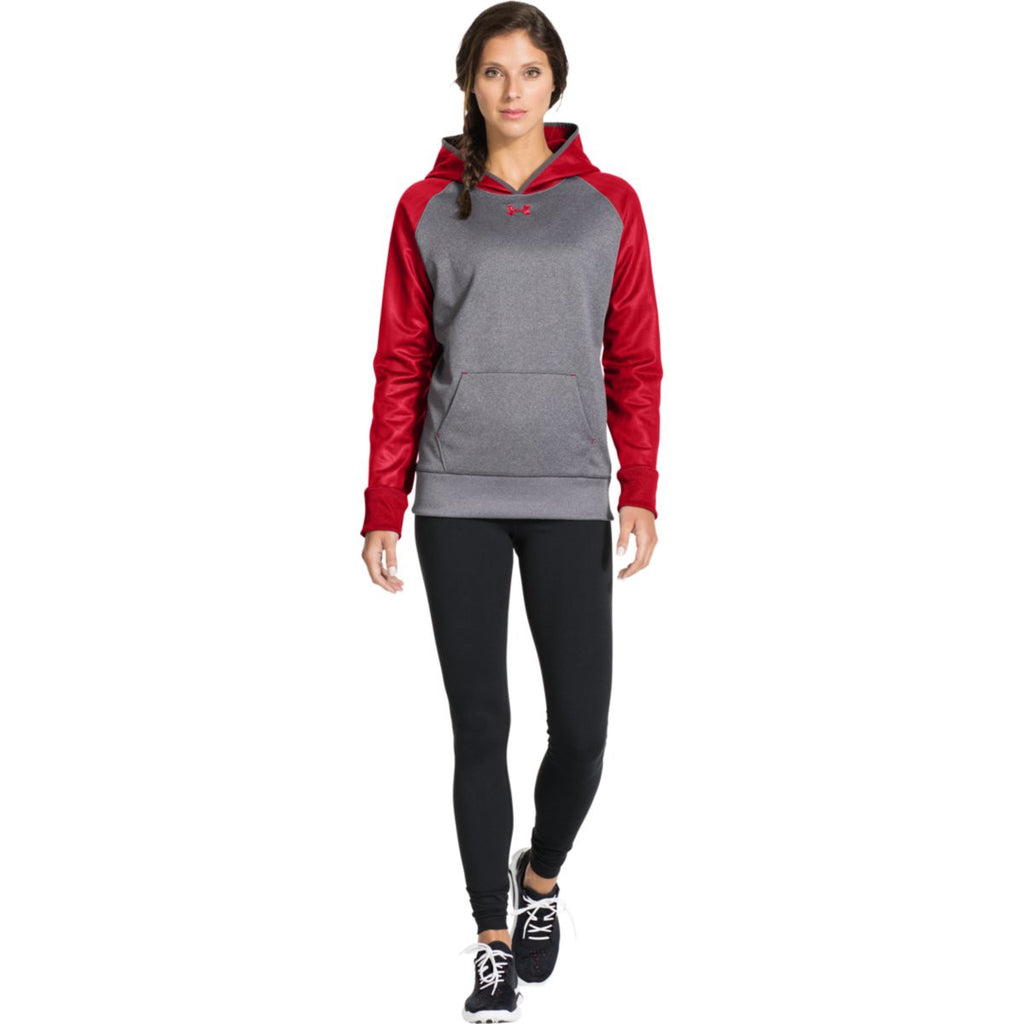 Under Armour Women's Carbon Heather/Red Storm AF Colorblock Hoodie