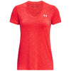 Under Armour Women's Beta/Pomegranate/Metallic Silver UA Tech Twist V-Neck