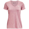 Under Armour Women's Pink Elixir/White/Metallic Silver UA Tech Twist V-Neck