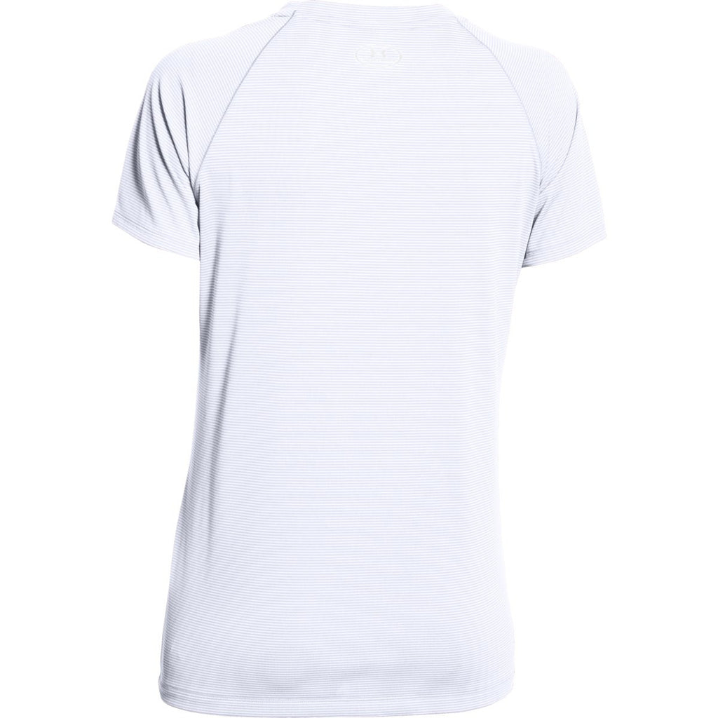 Under Armour Women's White UA Stripe Tech Locker Short Sleeve Tee