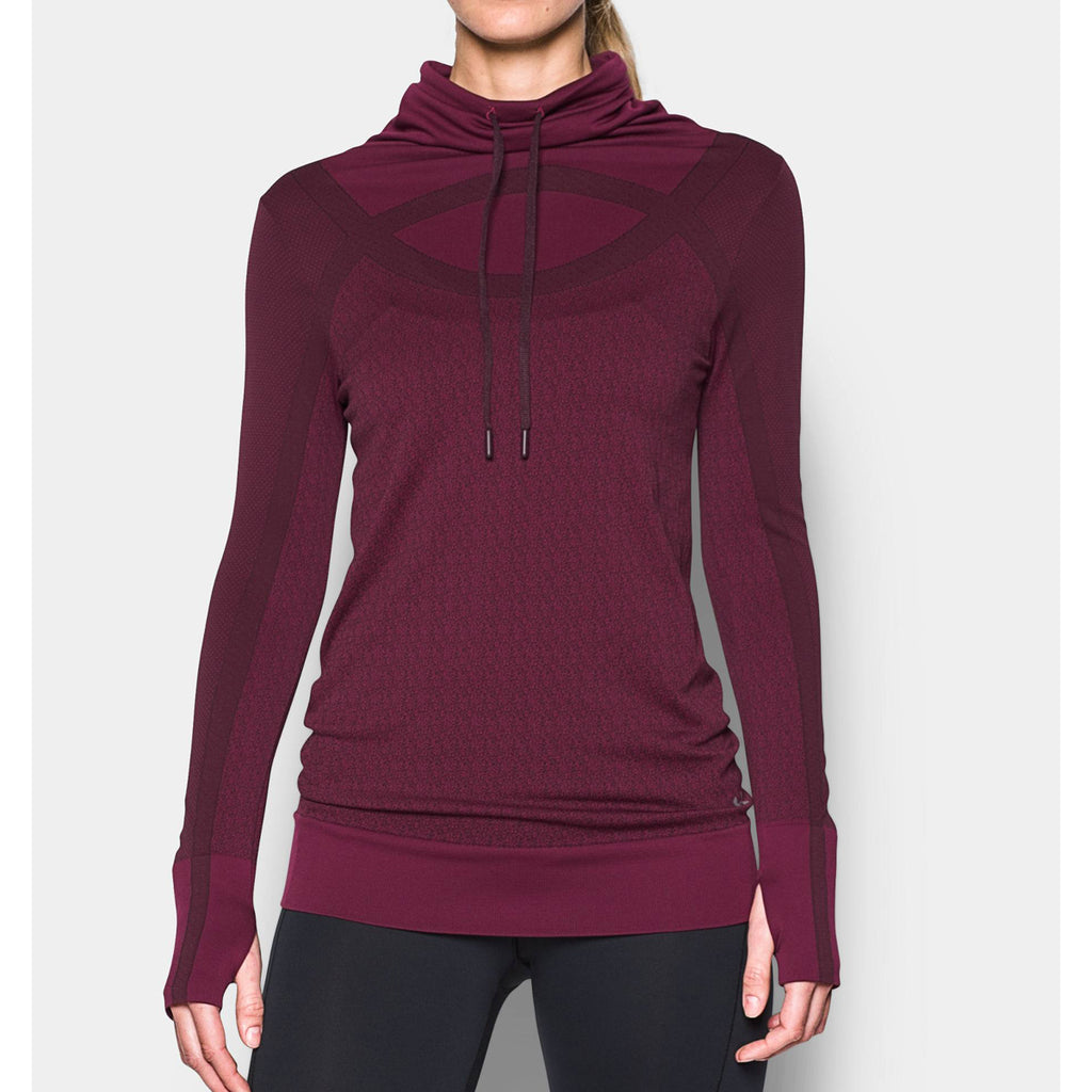 Under Armour Women's Raisin Red/Black Currant Threadborne Seamless Funneck