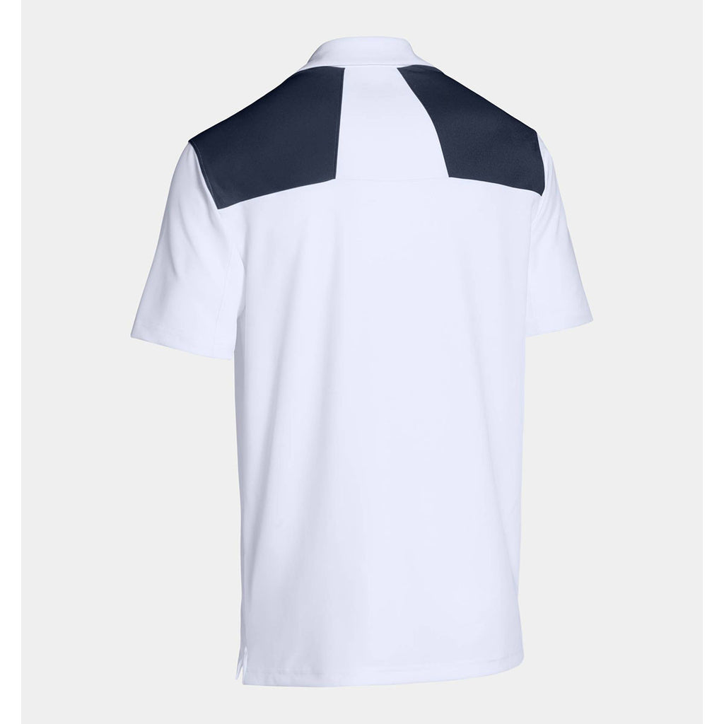 Under Armour Men's White/Navy Armour Colorblock Polo