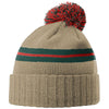 Richardson Tan/Dark Green/ Deep Red Short Pom Beanie