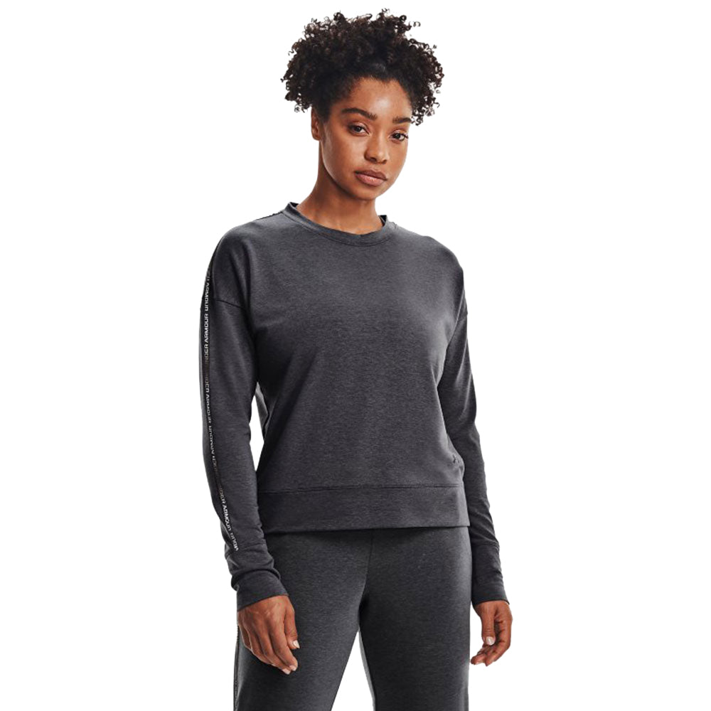 Under Armour Women's Jet Grey UA Rival Terry Taped Crew