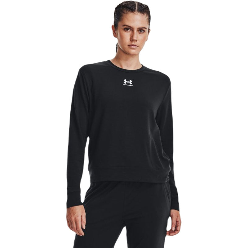 Under Armour Women's Black/White Rival Terry Crew