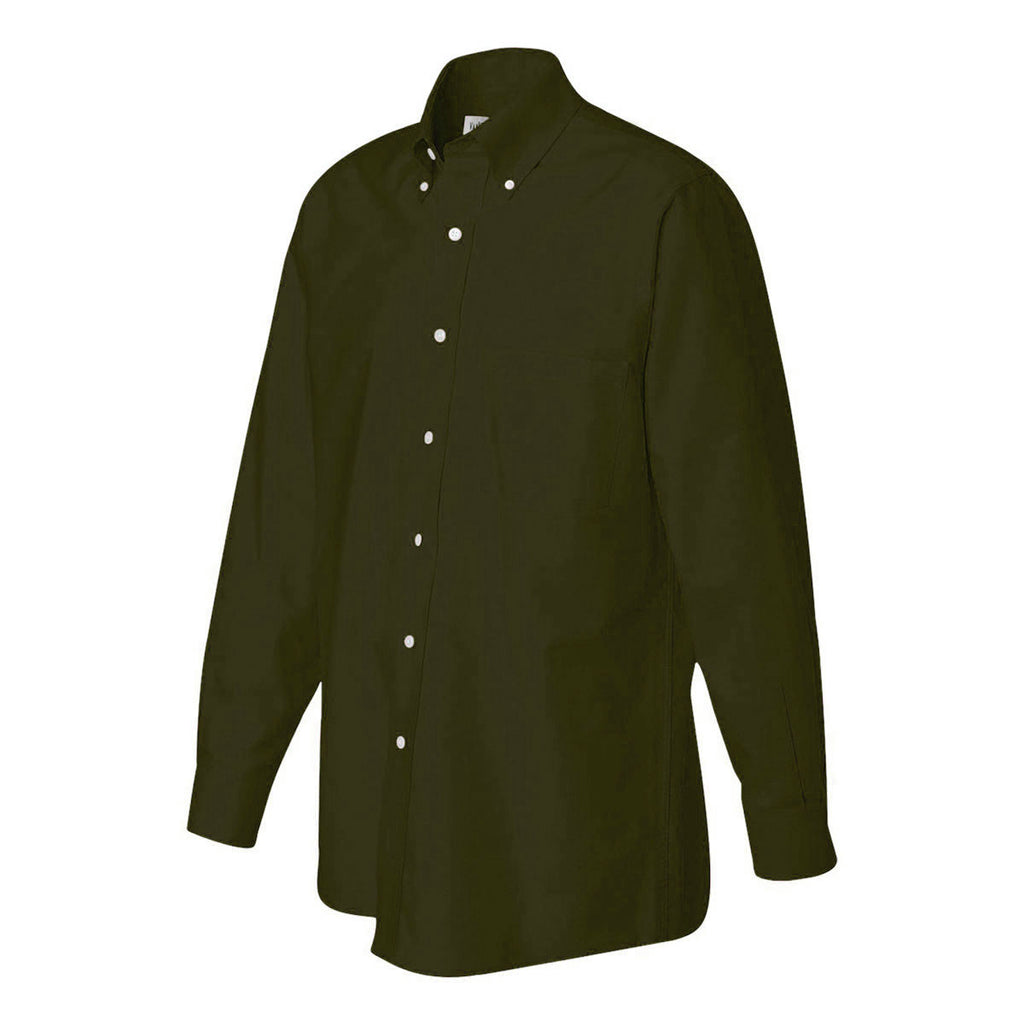 Van Heusen Men's Dark Green Long Sleeve Oxford Shirt-Alpha Sized