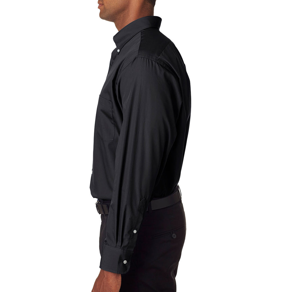 Van Heusen Men's Black Silky Poplin Dress Shirt