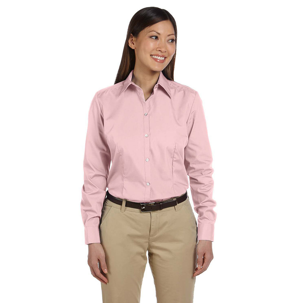 Van Heusen Women's Pink Silky Poplin Dress Shirt