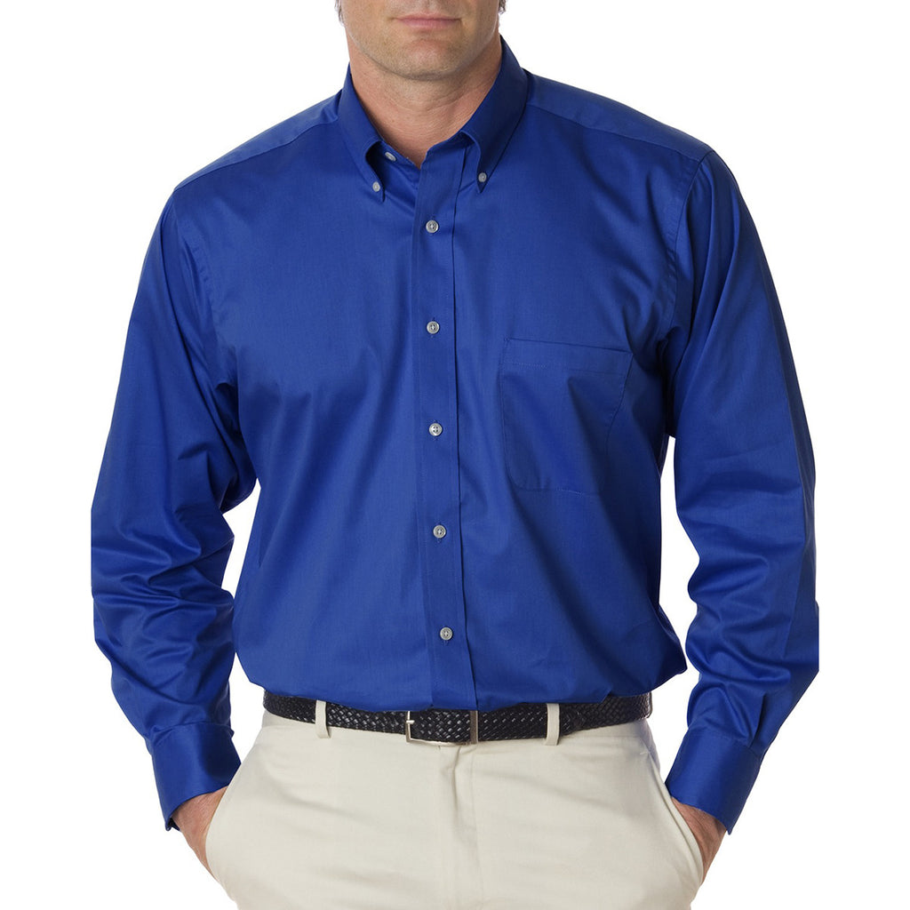 Van Heusen Men's Royal Blue Twill Long Sleeve Dress Shirt