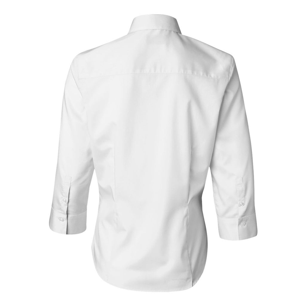 Van Heusen Women's White 3/4 Sleeve Twil Dress Shirt