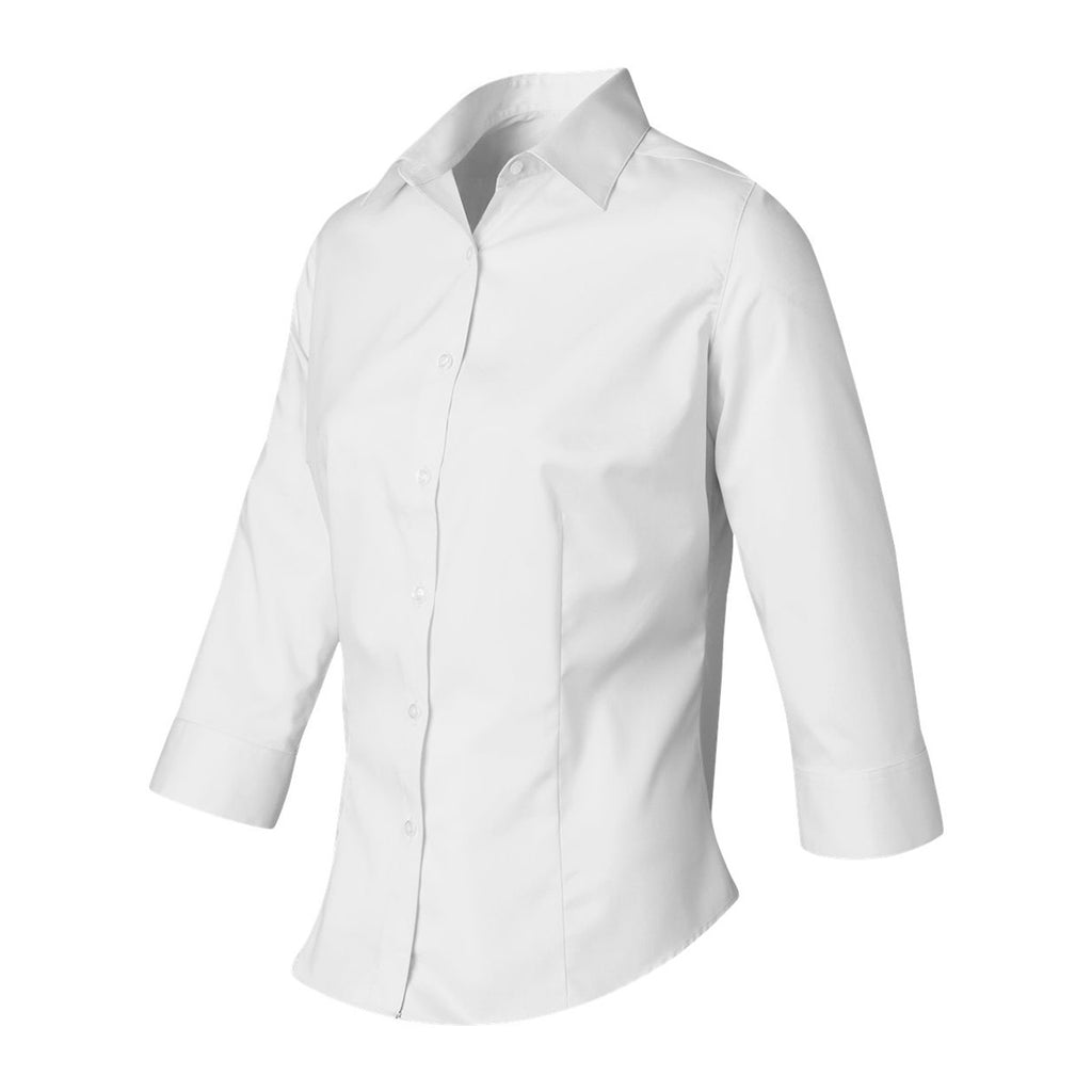 Van Heusen Women's White 3/4 Sleeve Twil Dress Shirt