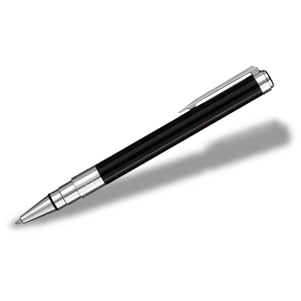 Waterman Black Lacquer Chrome Trim Perspective Ballpoint Pen with Blue Ink