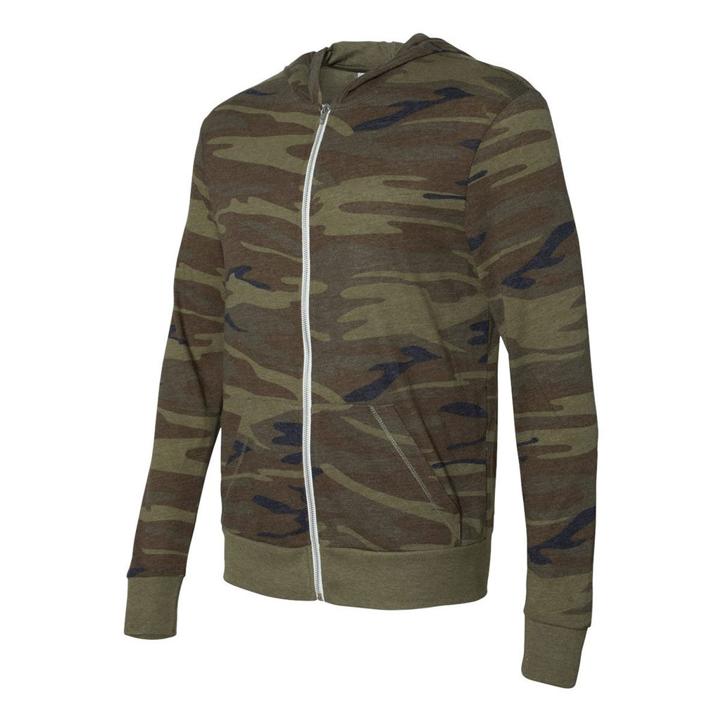 Alternative Unisex Camo/Eco True Olive Eco-Jersey Full-Zip Hoodie