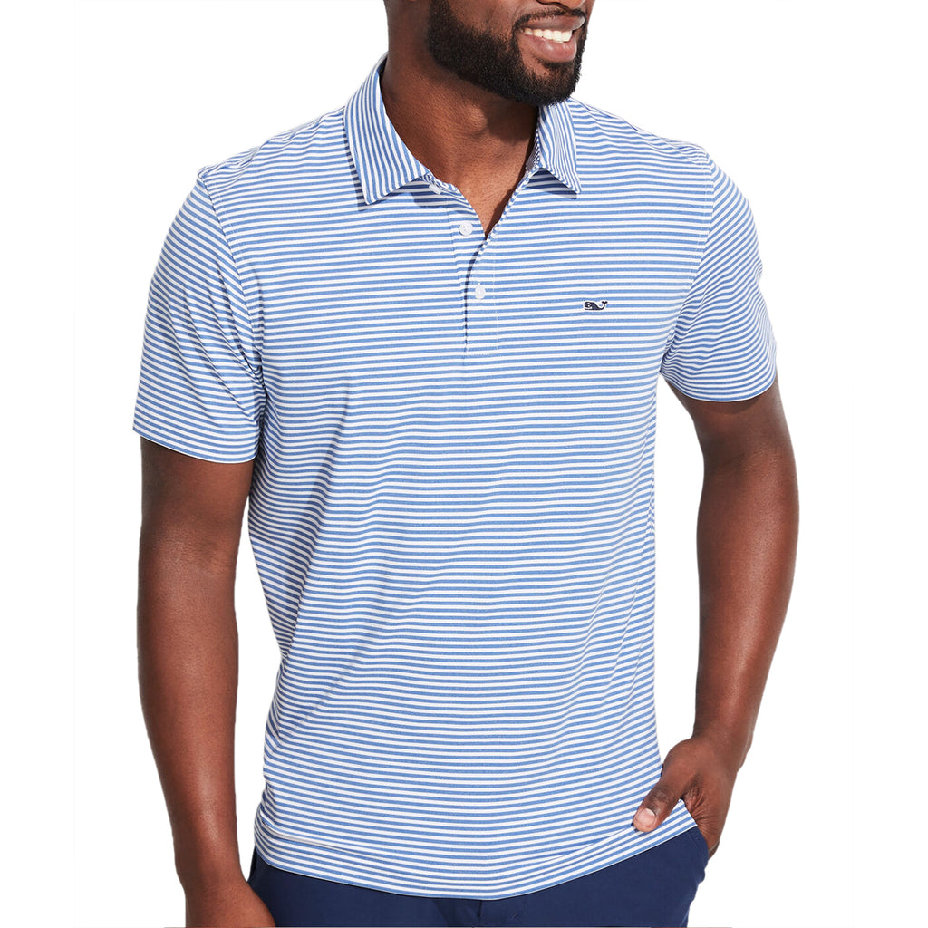 Vineyard Vines Men's Yacht Blue Heathered Winstead Sankaty Performance Polo