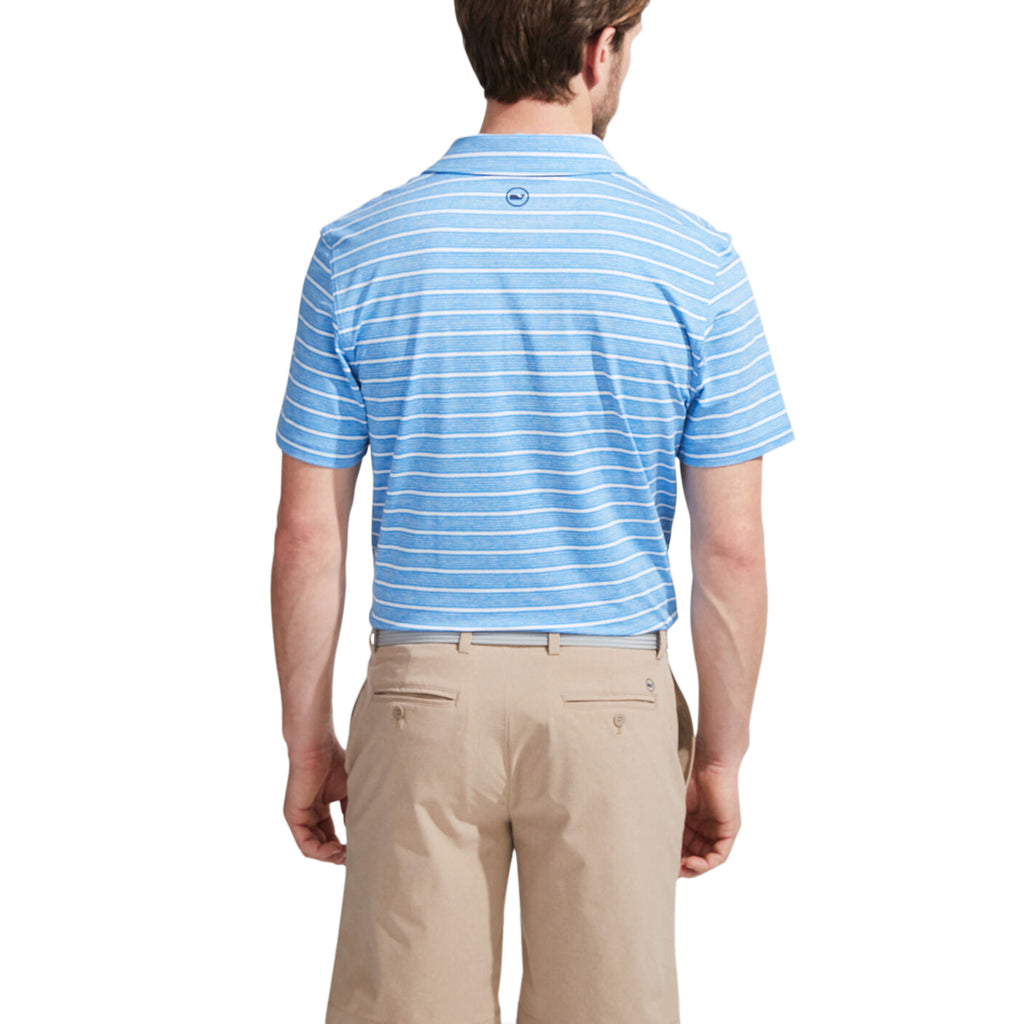 Vineyard Vines Men's Cornflower Lake Worth Stripe Sankaty Polo